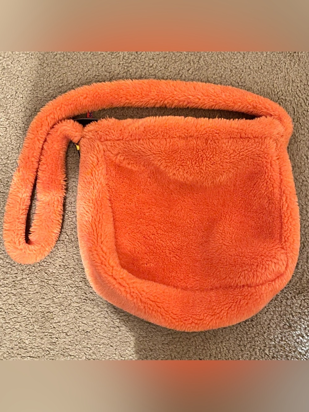 Unif Fuzzy Neon Orange Faye Crossbody Purse Bag